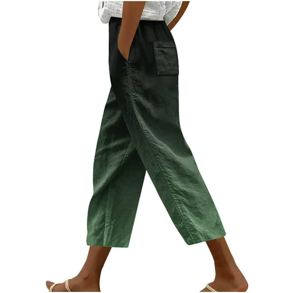 Dvprdro Capri Pants for Women Summer Fashion Solid Loose Drawstring Casual Beach Pants with Pockets