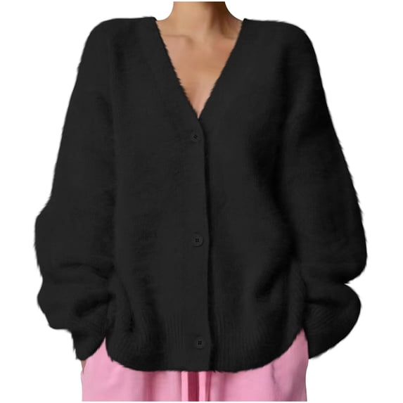 Dvprdro Cardigan Sweaters for Women Lightweight Soft Furs Mink Button Down Knitted Sweater Womens Cozy Long Sleeve Cardigans Jacket