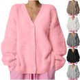 thumbnail image 1 of Dvprdro Cardigan Sweaters for Women Lightweight Soft Furs Mink Button Down Knitted Sweater Womens Cozy Long Sleeve Cardigans Jacket, 1 of 7