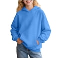 thumbnail image 1 of Dvprdro Children's Cute Hooded Sweatshirt Casual Loose Long Sleeve Hoodie Spring and Fall Pullover Tunic Blouse for Girls and Boys Dark Blue 9 Years, 1 of 5