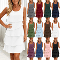thumbnail image 1 of Dvprdro Crew Neck Sleeveless Chiffon Asymmetric Hem Loose A Line Mini Dress for Women Summer Beach Casual Solid, 1 of 8