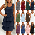 thumbnail image 1 of Dvprdro Crew Neck Sleeveless Chiffon Asymmetric Hem Loose A Line Mini Dress for Women Summer Beach Casual Solid, 1 of 8