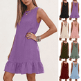 thumbnail image 1 of Dvprdro Crewneck Sleeveless Backless Bow Back Mini Dress for Women Loose Fit A Line Casual Summer Solid, 1 of 9