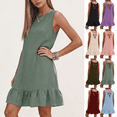 thumbnail image 1 of Dvprdro Crewneck Sleeveless Backless Bow Back Mini Dress for Women Loose Fit A Line Casual Summer Solid, 1 of 9