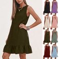 thumbnail image 1 of Dvprdro Crewneck Sleeveless Backless Bow Back Mini Dress for Women Loose Fit A Line Casual Summer Solid, 1 of 9