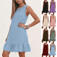 thumbnail image 1 of Dvprdro Crewneck Sleeveless Backless Bow Back Mini Dress for Women Loose Fit A Line Casual Summer Solid, 1 of 9