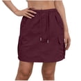 thumbnail image 1 of Dvprdro Drawstring High Waist Cargo Skirt for Women Multi Pockets Elastic Waistband Casual Mini Skirt Summer Vacation, 1 of 9
