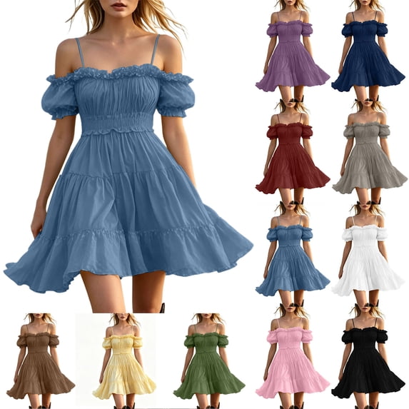 Dvprdro Drop Shoulder Sleeveless Mini Dress for Women Tiered Ruffle Hem Loose Fit Summer Vacation