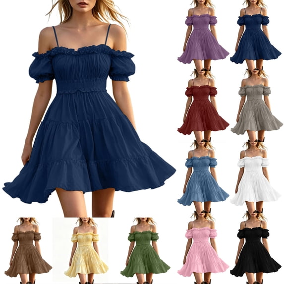 Dvprdro Drop Shoulder Sleeveless Mini Dress for Women Tiered Ruffle Hem Loose Fit Summer Vacation