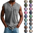 thumbnail image 1 of Dvprdro Fashion Causal Buttons Sleeveless Tank Tops for Men Summer Solid Casual Loose Comfortable T-Shirt Blouse, 1 of 7