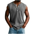 thumbnail image 1 of Dvprdro Fashion Causal Buttons Sleeveless Tank Tops for Men Summer Solid Casual Loose Comfortable T-Shirt Blouse, 1 of 5