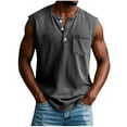 thumbnail image 1 of Dvprdro Fashion Causal Buttons Sleeveless Tank Tops for Men Summer Solid Casual Loose Comfortable T-Shirt Blouse, 1 of 5