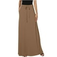 thumbnail image 1 of Dvprdro Fashionable Summer Long Maxi Skirts for Women Loose Casual Solid Elastic Waist Swing Flowy Skirts Coffee Sizes 3XL, 1 of 5