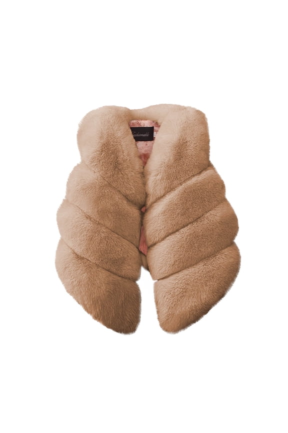 Faux Furs Vest Girls Winter Plushy Lined Sleeveless Jacket Solid Color Warm Tank Coat