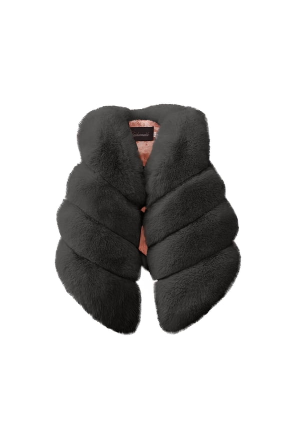 Faux Furs Vest Girls Winter Plushy Lined Sleeveless Jacket Solid Color Warm Tank Coat