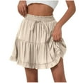 thumbnail image 1 of Dvprdro Flowy Skirts for Women Casual Boho Ruffle Tiered High Waist Mini Skirts Tennis Beach Shorts Mini Skirts Beige Sizes M, 1 of 5