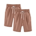 thumbnail image 1 of Dvprdro Girls 2 Pack Solid Bermuda Shorts Elastic Drawstring High Waist Straight Leg Casual Playwear with Side Pockets, 1 of 4