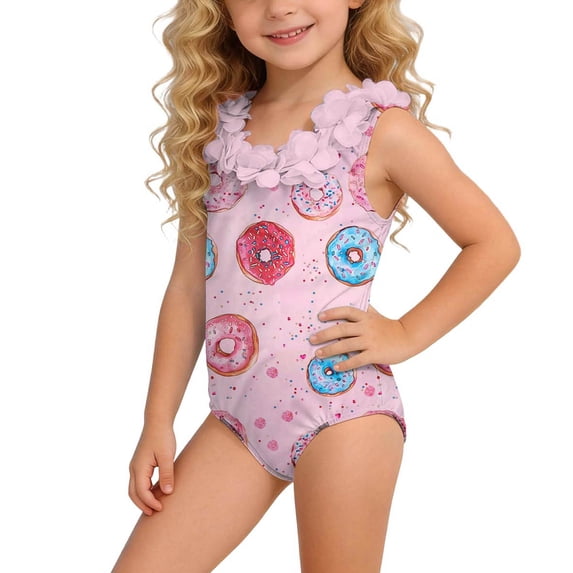 Dvprdro Girls Floral Dimensional Backless Swimsuit Toddler Kids Summer Bathing Swimsuit Pink 110
