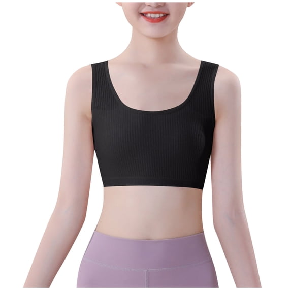 Dvprdro Girls Shockproof Sports Bra Breathable No Steel Ring Pull-On Soft Daily Wear Teen Running Gym Active 1-Pack