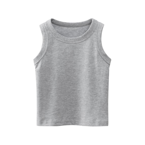 Dvprdro Girls Summer Solid Cotton Tops Casual Sleeveless Tank Tops Classic Round Neck Daily Basic Undershirt