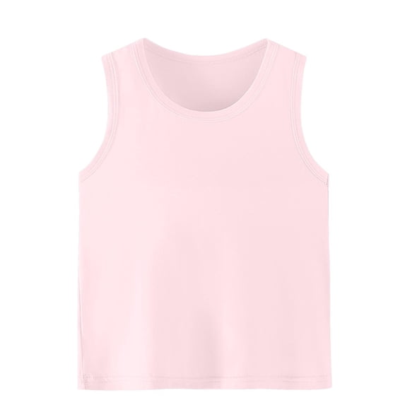 Dvprdro Girls Summer Solid Cotton Tops Casual Sleeveless Tank Tops Classic Round Neck Daily Basic Undershirt