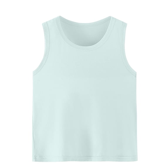 Dvprdro Girls Summer Solid Cotton Tops Casual Sleeveless Tank Tops Classic Round Neck Daily Basic Undershirt
