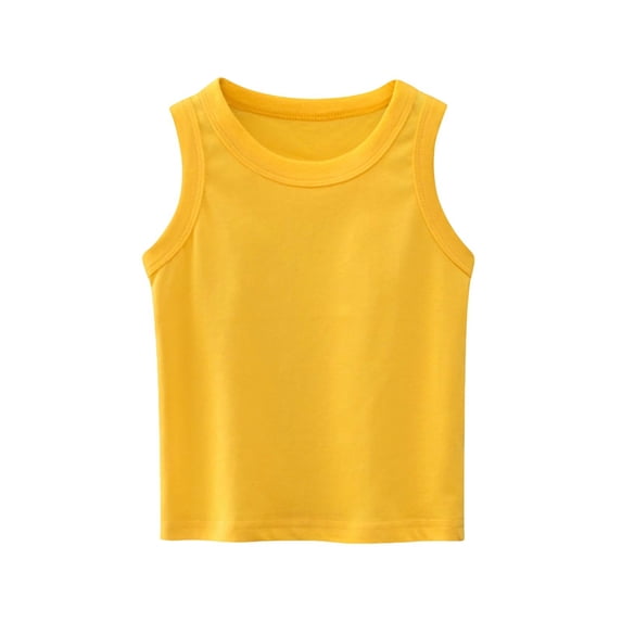 Dvprdro Girls Summer Solid Cotton Tops Casual Sleeveless Tank Tops Classic Round Neck Daily Basic Undershirt