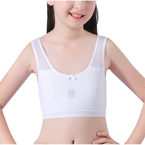 Dvprdro Girls Training Bra Adjustable Straps Seamless Pull-On Cotton Soft Breathable Daily Wear Teen Developmental Stage 1-Pack