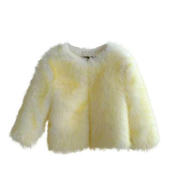 Dvprdro Grils Classic Tie-Dye Faux Furs Jacket Kids Plushy Winter Coat Warm Cozy Long Sleeve Outerwear