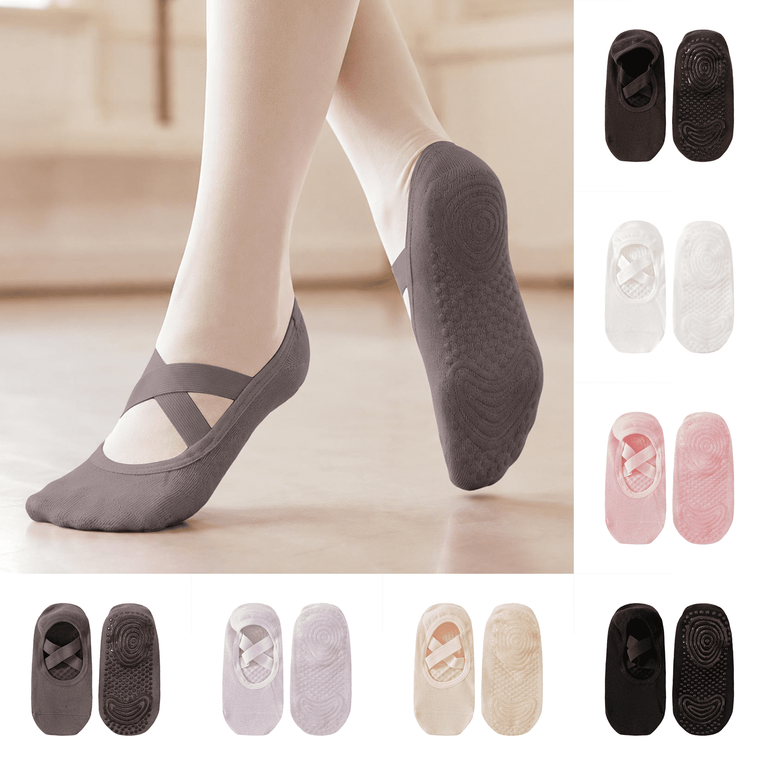 Dvprdro Grip Socks for Women Yoga Hidden Liner Socks Cotton Sweat ...