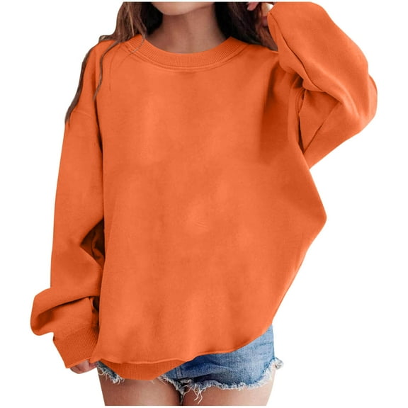 Dvprdro Girls Fleece-Lined Crewneck Sweatshirt Winter Unisex Thick Warm Casual Pullover Top Kids' Cozy Oversized Long Sleeve Shirt
