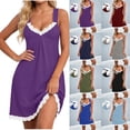 thumbnail image 1 of Dvprdro Lace Built In Bra Criss Criss Dress for Women V Neck Sleeveless Loose Mini Solid Color Summer, 1 of 9