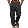 thumbnail image 1 of Dvprdro ‌Men's Casual Fleece Elastic Waist Sweatpants Solid Color Drawstring Pockets Outdoor Sports Workout Athletic Hiking Joggers Pants Black M, 1 of 5