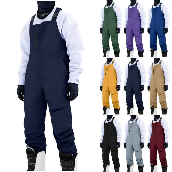 Dvprdro Men's Insulated Bib Overalls, Winter Waterproof Snowboard Pants with Suspenders, Windproof Snow Ski Jumpsuit