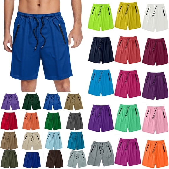 Dvprdro Men's Summer Casual Athletic Shorts Solid Color Drying Beach Running Basketball Workout Shorts with Pockets
