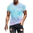 thumbnail image 1 of Dvprdro Men's Tie Dye Short Sleeve T-shirts Fashion Trendy Crew Neck Pullover Tops Casual Gym Sport Workout Tee Light Blue L, 1 of 5
