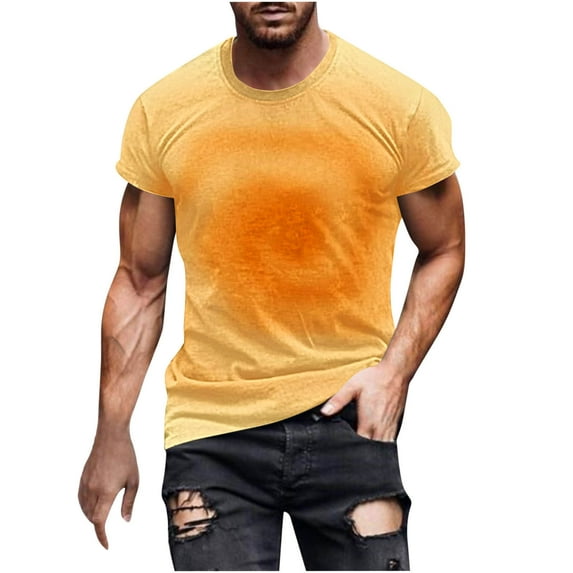 Dvprdro Men's Tie Dye Short Sleeve T-shirts Fashion Trendy Crew Neck Pullover Tops Casual Gym Sport Workout Tee Orange XXXXL