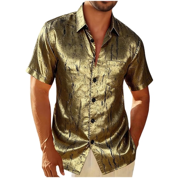 Dvprdro Mens Button Down Short Sleeve Shirt Camp Collar Vintage Knit Summer Casual Beach Top