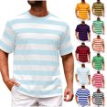 thumbnail image 1 of Dvprdro Mens Oversized Workout Tops Short Sleeve Crew Neck Striped Tees Sports Tees Gym Wear, 1 of 5