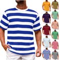 thumbnail image 1 of Dvprdro Mens Oversized Workout Tops Short Sleeve Crew Neck Striped Tees Sports Tees Gym Wear, 1 of 5