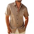 thumbnail image 1 of Dvprdro Mens Short Sleeve Button Down Shirt Camp Collar Metallic Gold Print Summer Beach Resort Top, 1 of 1
