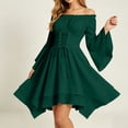 thumbnail image 1 of Dvprdro Off Shoulder Dress for Women Batwing Sleeve Ruffled Hem Mini Short Dress Halloween Costume Party Dresses, 1 of 9