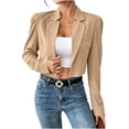 thumbnail image 1 of Dvprdro Open Front Blazer for Women Cropped Length Long Sleeve Stand Collar Light weight Work Jacket Solid, 1 of 6