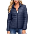 thumbnail image 1 of Dvprdro Plus Size Winter Coats for Women Fall Winter Fashion Quilted Puffer Jacket Casual Full Zip Long Sleeve Down Coat, 1 of 7