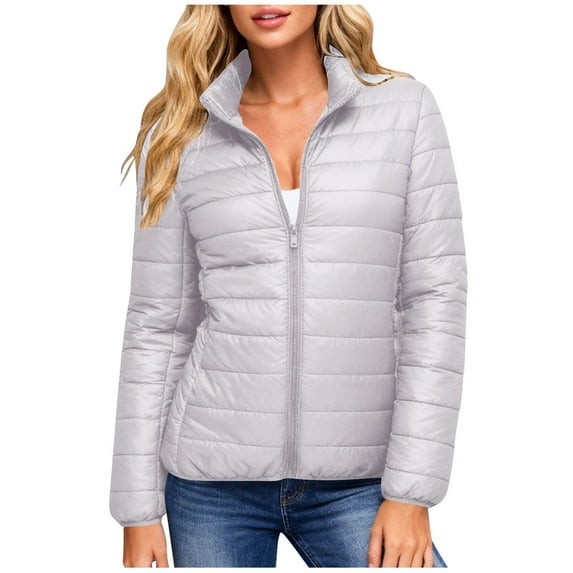 Dvprdro Plus Size Winter Coats for Women Fall Winter Fashion Quilted Puffer Jacket Casual Full Zip Long Sleeve Down Coat