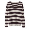 thumbnail image 1 of Dvprdro Striped Knit Sweaters Women V Neck Tops for Women Long Sleeve Pullover Shirts Casual Trendy Tunic Blouse Tops, 1 of 5
