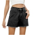 thumbnail image 1 of Dvprdro Summer Jean Button Shorts Womens Casual Solid Wide Leg Beach Shorts with Pockets, 1 of 5
