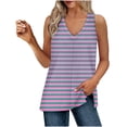 thumbnail image 1 of Dvprdro Summer Tank tops Fashion Stripe V Neck Sleeveless Side Split Casual Loose Tunic Blouses for Women, 1 of 5