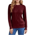 thumbnail image 1 of Dvprdro Sweaters for Women Fall Winter Crew Neck Long Sleeve Cable Knit Pullover Tops Casual Soft Sweater, 1 of 10