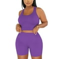 thumbnail image 1 of Dvprdro Sweatsuit Sets for Women 2 Piece Sleeveless Tank Top and Shorts Outfits Solid Jogger Workout Biker Yoga Lounge Tracksuits Sets Purple Sizes 2XL, 1 of 5